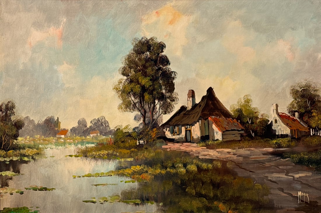 Dutch Cottage Landscape Oil Painting (1 of 4)