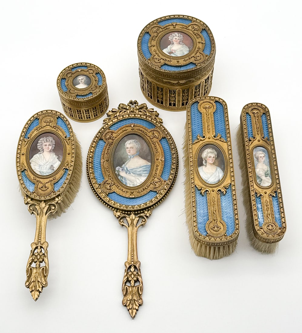 Antique French Miniature Portrait Toilette Set (1 of 6)