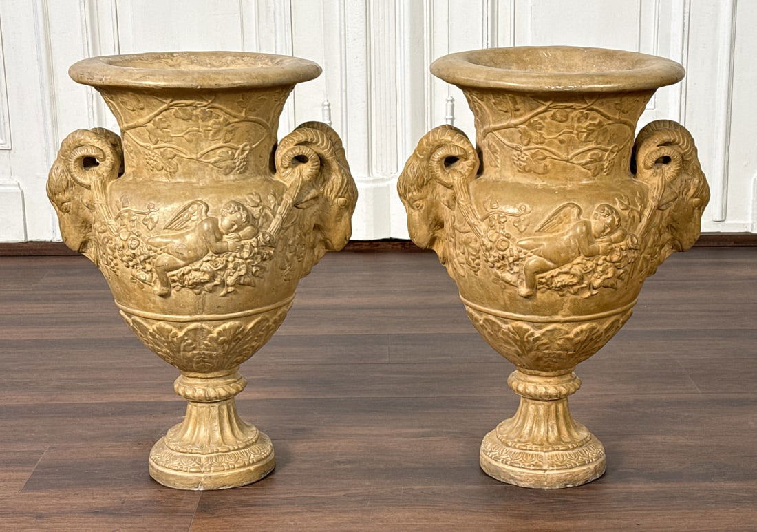 Pair Cast Stone Garden Urns (1 of 7)