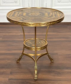 Empire Style Tiger Eye Gueridon Table