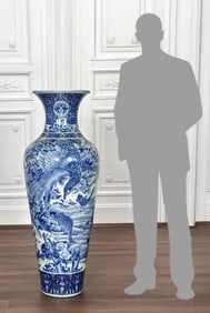 Meiji Blue & White Porcelain Palace Vase