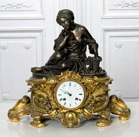 Large French Parcel Gilt Bronze Mantel Clock (1 of 11)