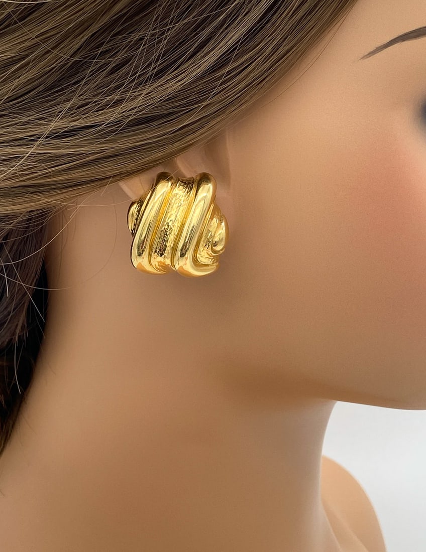 Andrew Clunn 18k Yellow Gold Scroll Earrings (1 of 3)