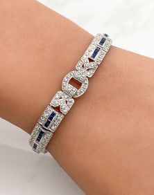 Art Deco Diamond & Sapphire Bracelet 18k Gold