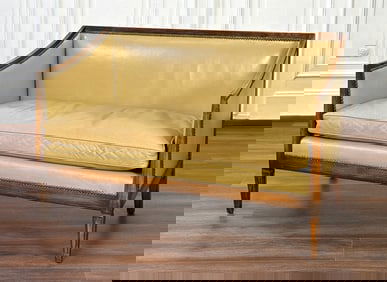 Regency Style Leather Box Form Settee