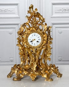 Rococo Style Gilt Bronze Mantel Clock