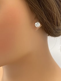 Diamond And 14k White Gold Stud Earrings