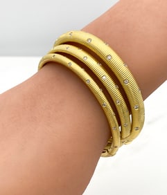 Paul Morelli Diamond And 18k Yellow Gold Bangle Set