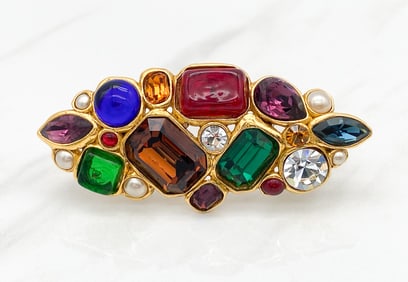 Chanel Gripoix, Pearl And Rhinestone Brooch