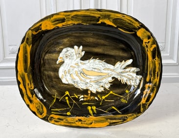Picasso Colombe Sur Lit Paille Madoura Platter