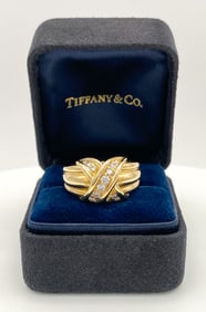 Tiffany & Co. Large Diamond X Ring, 18k Yellow Gold