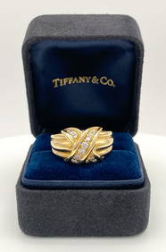 Tiffany & Co. Large Diamond X Ring, 18k Yellow Gold (1 of 3)