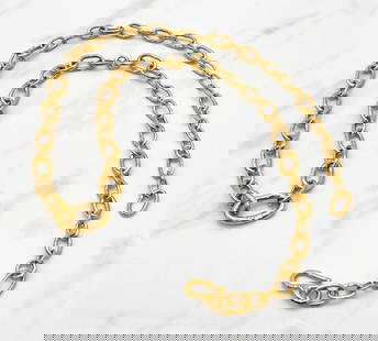 Jean Mahie 22k Yellow Gold Cadene Chain: Jean Mahie Cadene Chain In 22k Yellow Gold Weighing 85.6g And Measuring Approximately 26.5 Inches. Links Varied And Graduated Up To 16mm With Center Link Approximately 22mm. Properly Marked Jm As Show