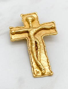 Jean Mahie 22k Yellow Gold Cross Pendant: Jean Mahie 22k Yellow Gold Cross Pendant, 26.1 Grams Total Weight. 2 1/4 Inches Long By 1 1/2 Inches Wide. Marked Jm. Wire Transfer Or Cashier's Check Required For All Jewelry Purchases. Wire Transfer