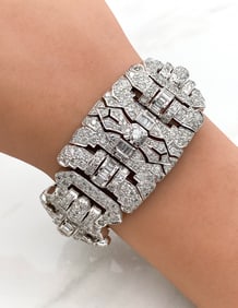 Diamond & 18k White Gold Art Deco Estate Bracelet
