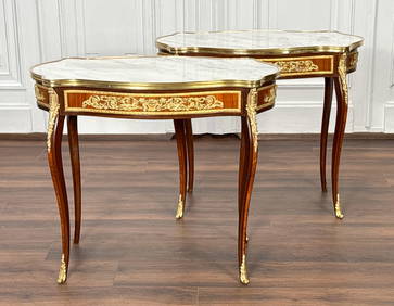 Pair Louis XV Style Side Tables (1 of 7)
