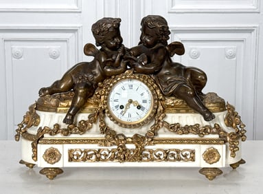 Large Louis XVI Style Bronze Mantle Clock