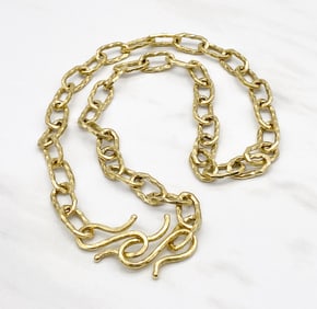 18k Gold Hammered Chain Necklace, Mahie Style