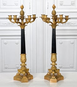 Pair Large Charles X Style Bronze Candelabra