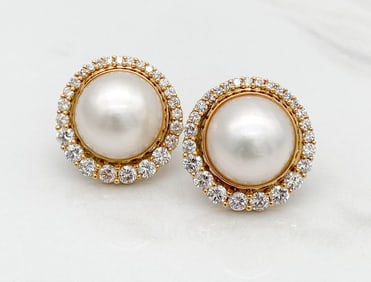 Mabe Pearl & 18k Yellow Gold Earrings