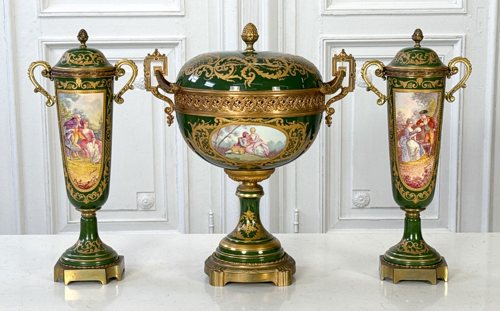 Large Sevres Style Porcelain Garniture (1 of 7)