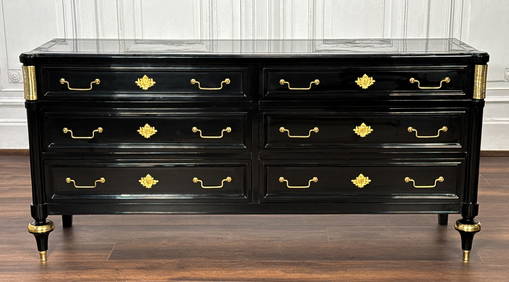 Large Maison Jansen Style Black Lacquer Commode (1 of 6)