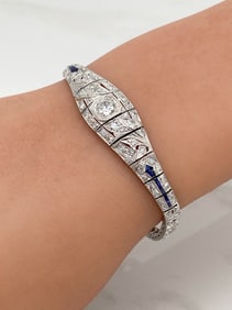 Art Deco Sapphire And Diamond Bracelet, 14k Gold