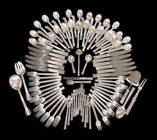 Georg Jensen Parallel Sterling Silver Flatware, 84 Pcs. (1 of 5)