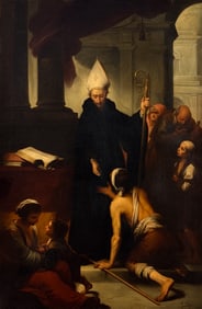 Large Spanish School Painting Of A Saint
