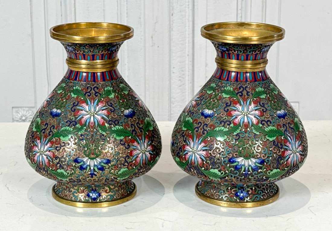 Pair Chinese Cloisonne Vases (1 of 7)