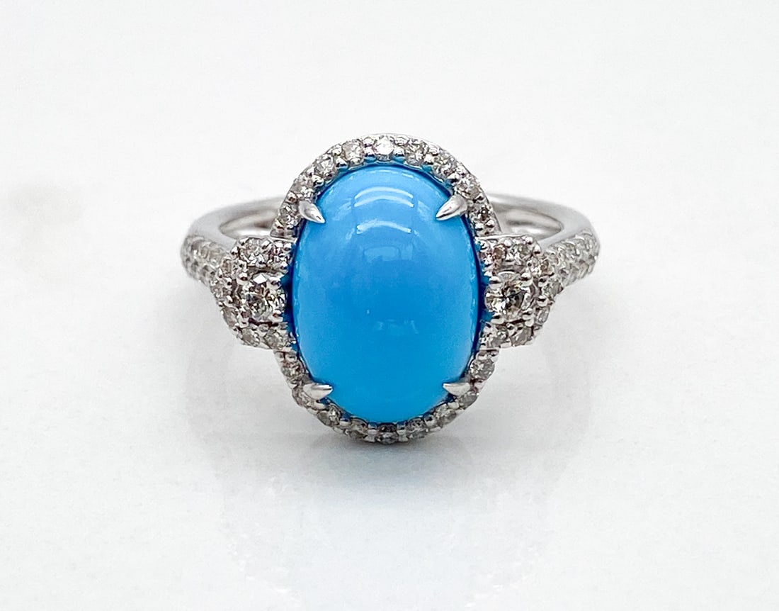 Turquoise, Diamond And Platinum Ring (1 of 3)