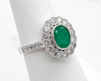 GIA Colombian Emerald And Diamond Ring Plt
