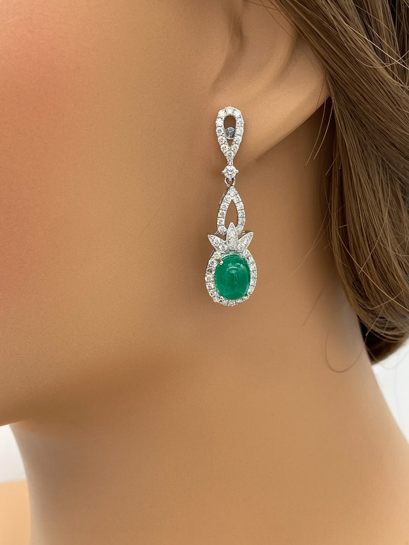 GIA Emerald And Diamond Dangle Earrings (1 of 5)