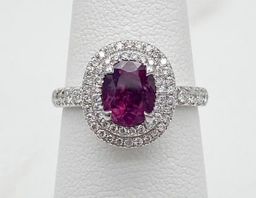 GIA Kashmir Pink Sapphire And Diamond Ring Platinum