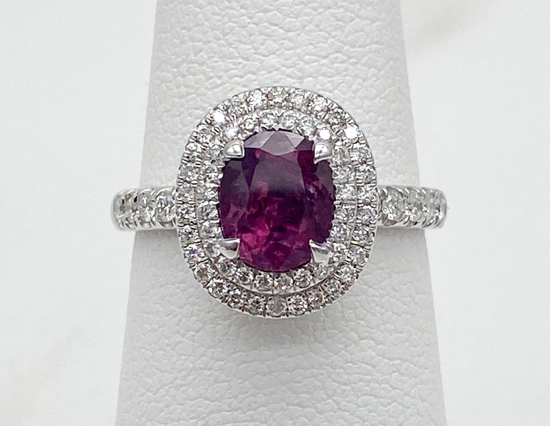 GIA Kashmir Pink Sapphire And Diamond Ring Platinum (1 of 5)