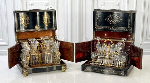 Two Napoleon III Ebonized Cave A Liqueurs