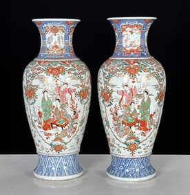 Pair Kutani Porcelain Vases