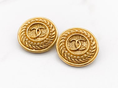 Chanel CC Icon Button Earrings