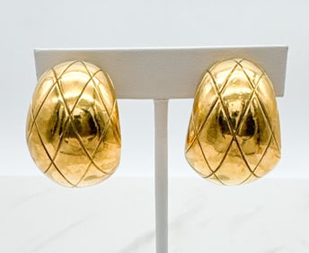 Chanel Quilted Hoop CC Earrings
