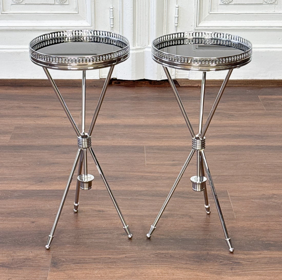 Pair Jansen Style Nickel Chrome Side Tables (1 of 5)