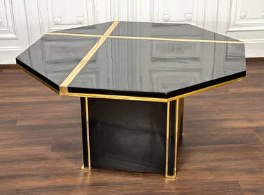MCM Style Black Lacquer Dining Table (1 of 9)