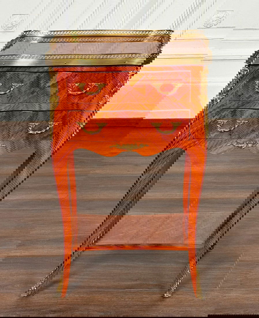 Louis XV Style Parquetry Commode Side Table (1 of 6)