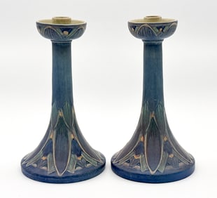 Corinne Chalaron Newcomb Pottery Candlesticks
