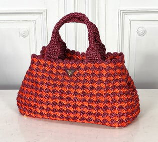 Prada Canapa Raffia Bicolor Tote Bag