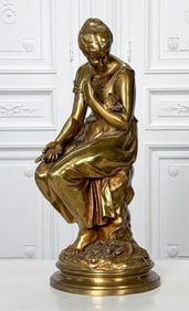 Large Young Woman With Bird Bronze