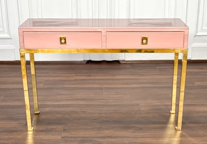 Italian Lacquer & Brass Console Desk