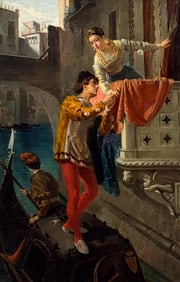 Italian Lovers On A Gondola Painting