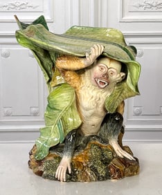 Italian Majolica Monkey Garden Stool