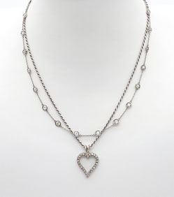 Two Diamond And 14k White Gold Necklaces