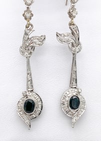 Sapphire And Diamond Dangle Earrings